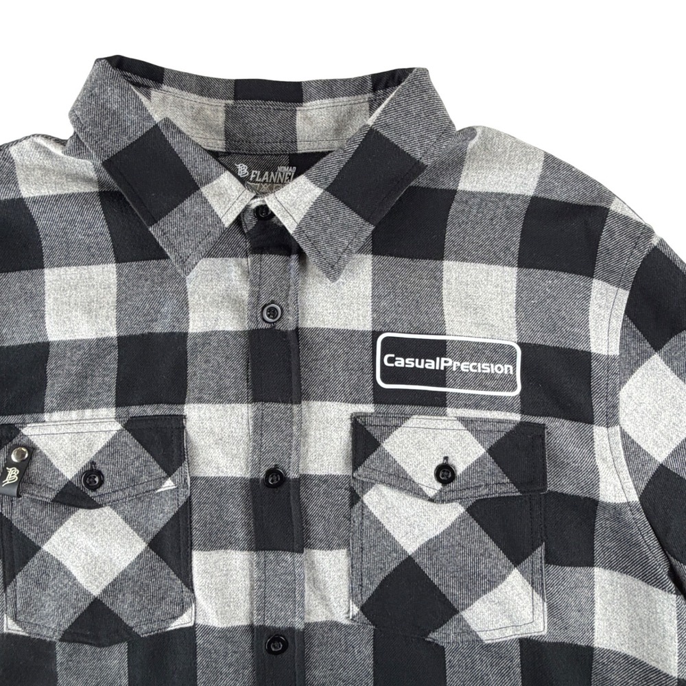 Biltwell Nomad Flannel Shirt Mens M Black Grey Buffalo Check Casual Precision